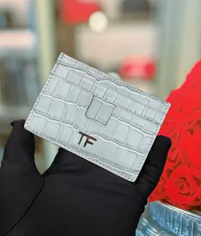 Tom Ford Card Holder Crocodile-Embossed