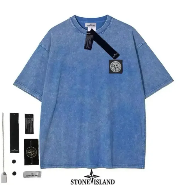 Stone Island T-Shirt Acid Wash Denim