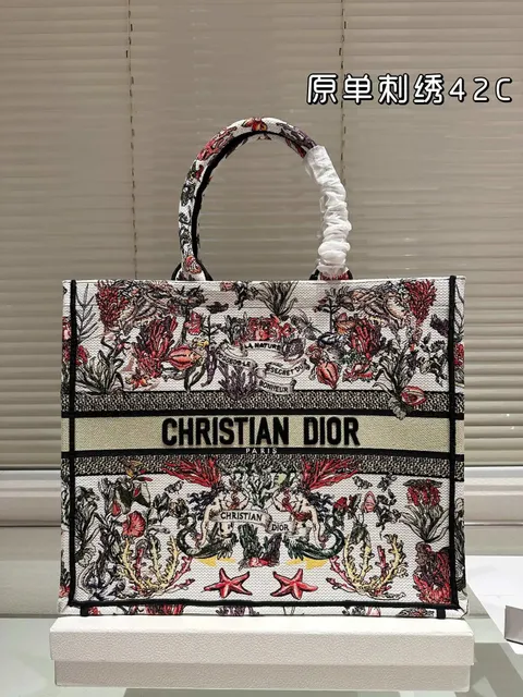 Dior Book Tote Underwater Garden Embroidery