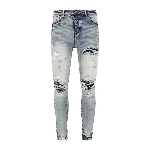 Ripped Skinny Jeans Distressed Light Wash