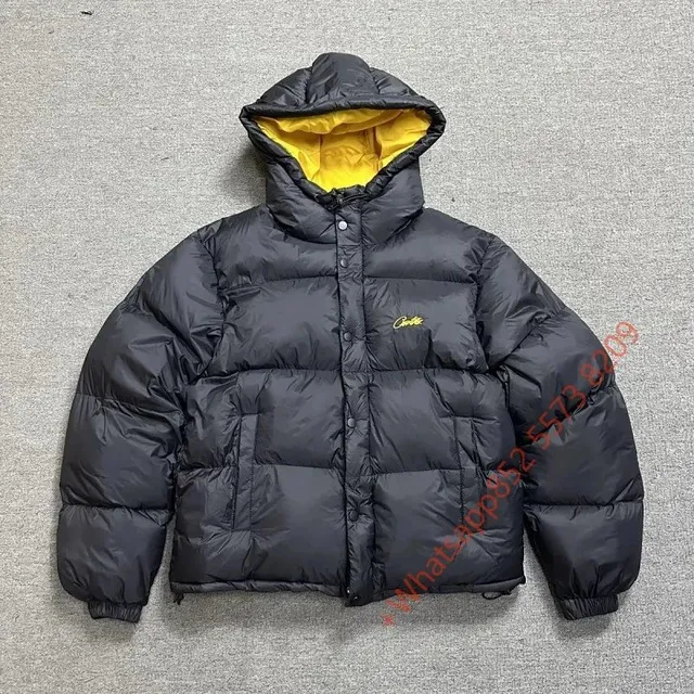 Corteiz Puffer Jacket Black with Yellow Lining