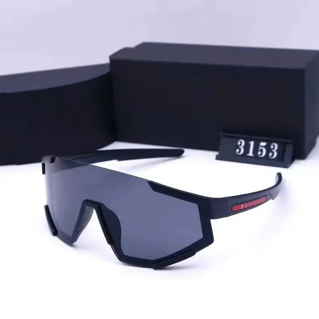 Prada Sport Shield Sunglasses Black Frame with Red Logo