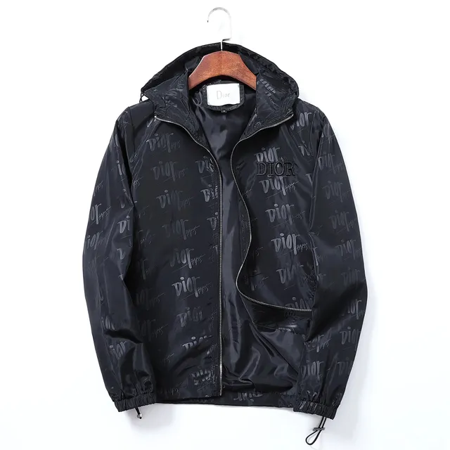 Logo-Print Hooded Windbreaker All-Over Dior Paris Print