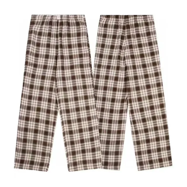 Plaid Lounge Pants Brown and White Check