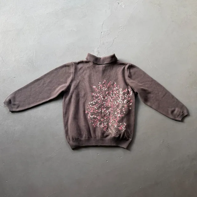 Knit Sweater Cherry Blossom Embroidery
