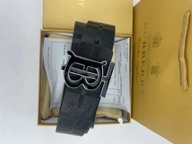 Burberry Logo Buckle Belt Check Print