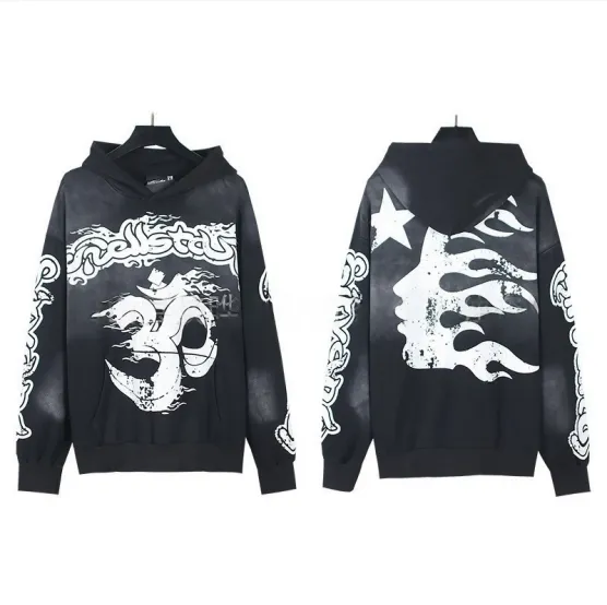 Hellstar Oversized Hoodie Om Symbol Flame Print