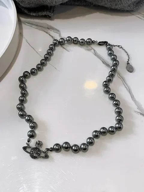 土星珍珠项链(钛黑)