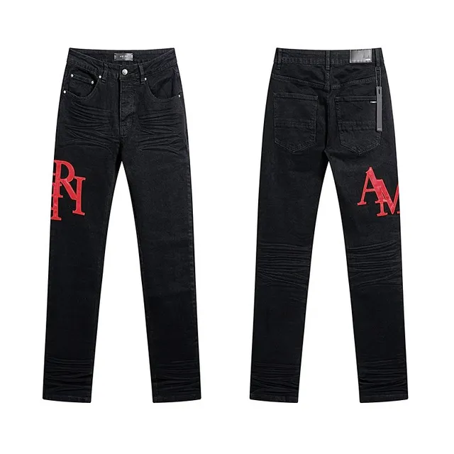 Amiri Logo Jeans Black with Red Logo