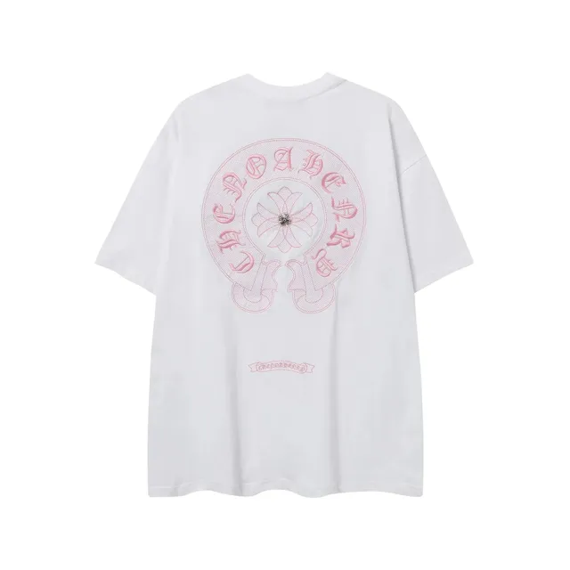 Chrome Hearts T-Shirt Pink Embroidered Cross Logo