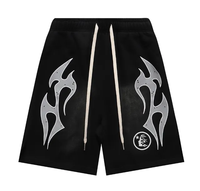 Hellstar Flame Graphic Shorts Tribal Flame Print