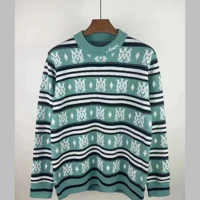 Amiri Knit Sweater Striped Logo Intarsia