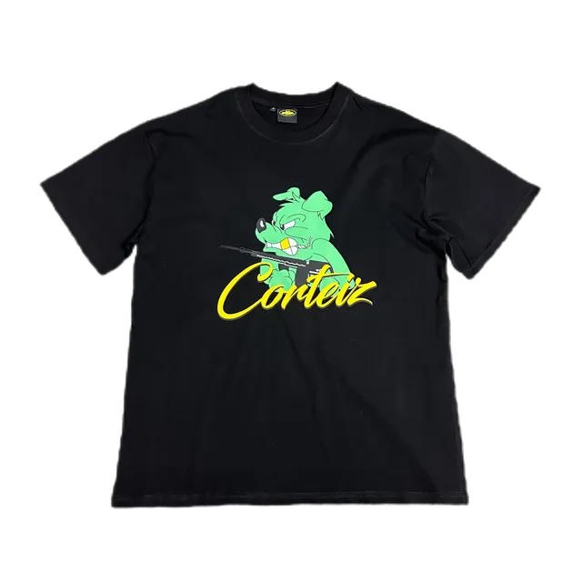 Corteiz Graphic Tee Green Dog with Rifle