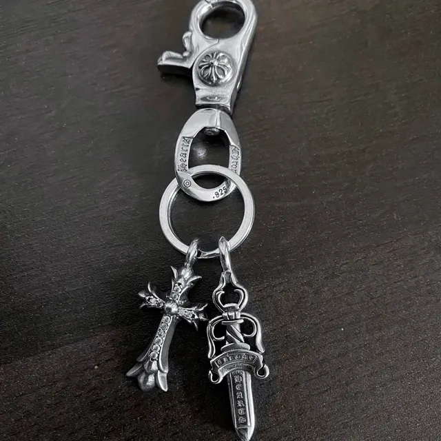 Chrome Hearts Keychain Cross and Dagger Charms