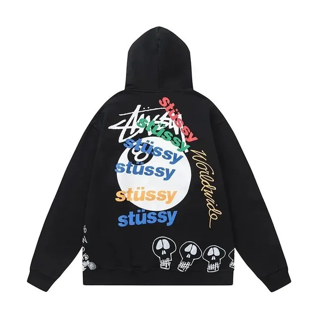 Stüssy Hooded Sweatshirt Multi-Logo Skull Print
