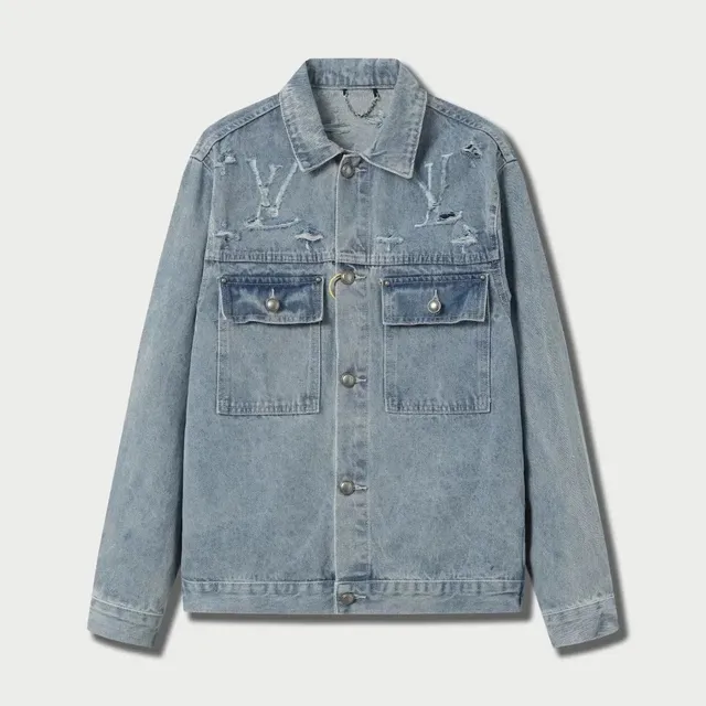 Louis Vuitton Denim Jacket Distressed LV Monogram