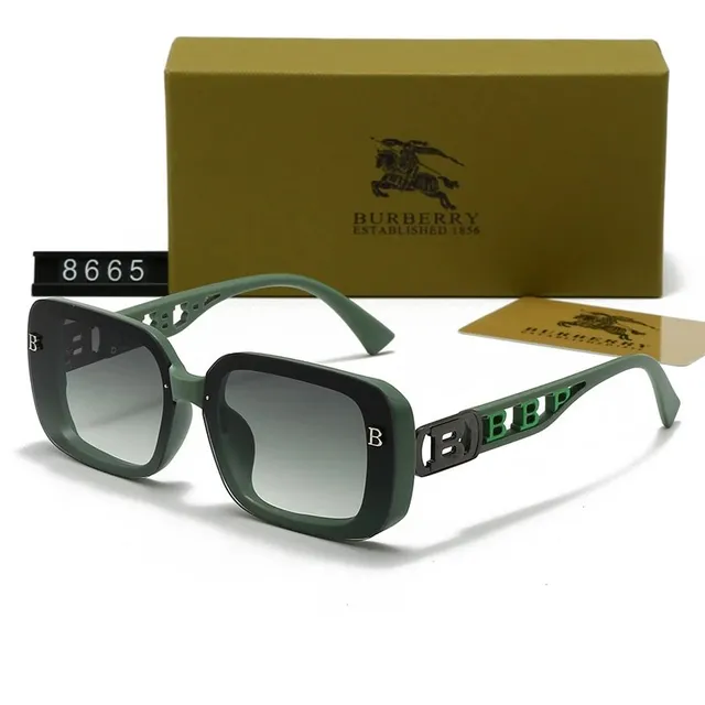 Burberry Square Sunglasses Oversized Green Frame with Logo Temples
