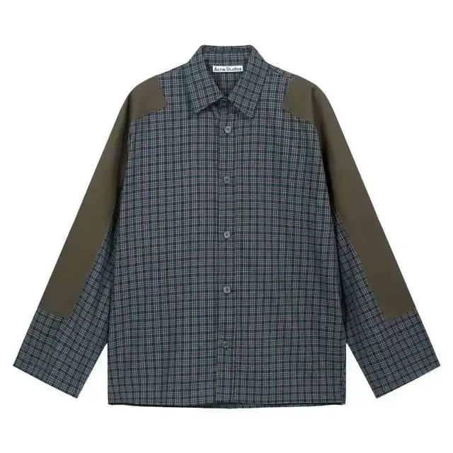 Acne Studios Button-Up Shirt Plaid with Contrast Sleeves