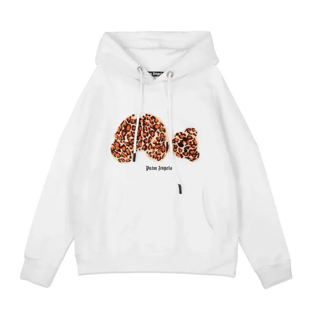 Palm Angels Hoodie Leopard Bear Appliqué
