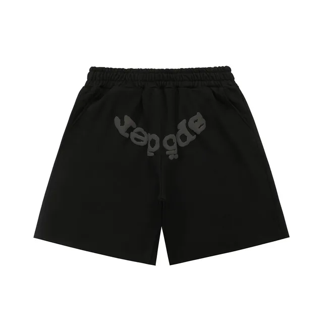 Sp5der Logo Shorts Black with Tone-on-Tone Logo