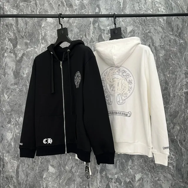 Chrome Hearts Zip-Up Hoodie Embroidered Logo