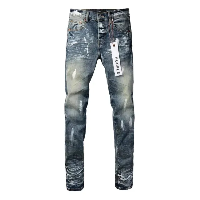 Purple Brand Distressed Slim Fit Jeans Paint-Splatter Wash