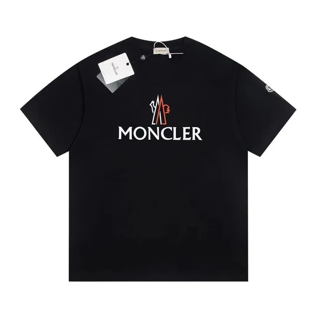 Moncler Logo T-Shirt Black with White and Orange Logo