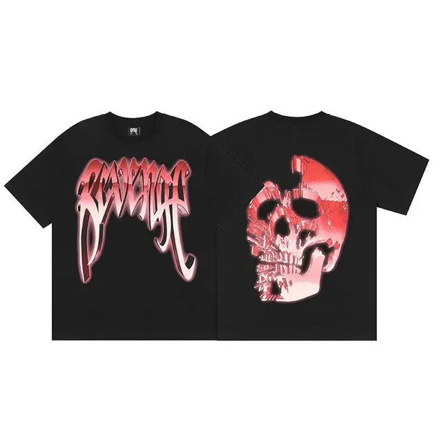 Revenge Skull Graphic Tee Red Skull Print