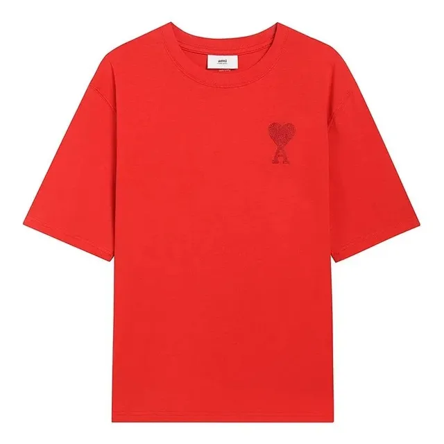 AMI Paris Heart Logo Tee Embroidered Heart