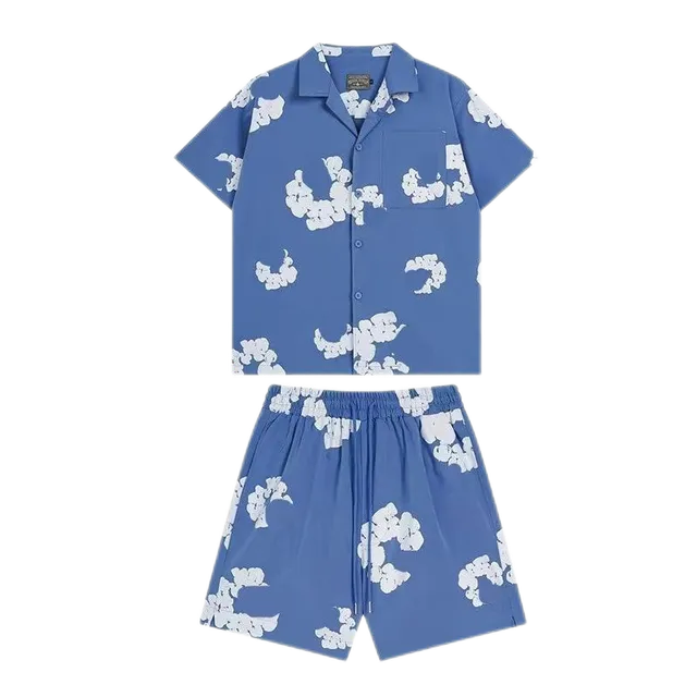Denim Tears Camp Shirt and Shorts Set Cloud Print
