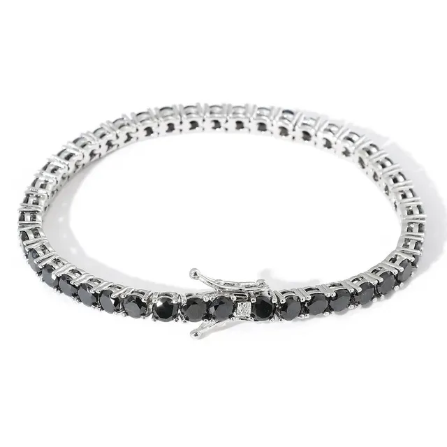 4mm-black zircon-silver-tennis chain