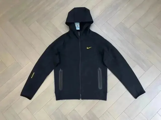 Nike Tech Fleece Hoodie Black with Volt Swoosh