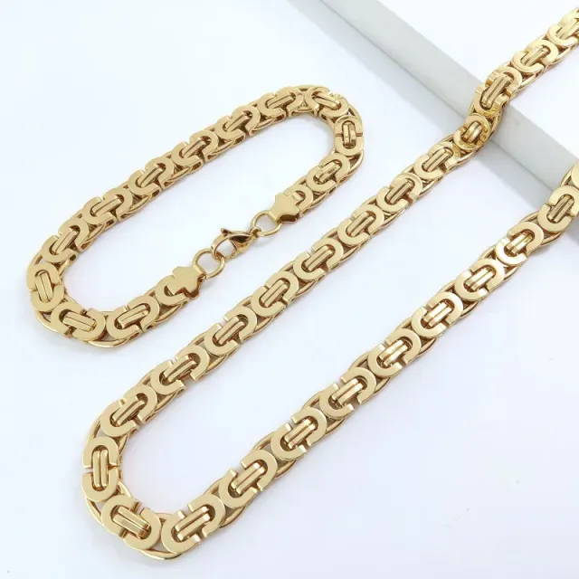 8mm金色套装 手链23cm+项链55cm