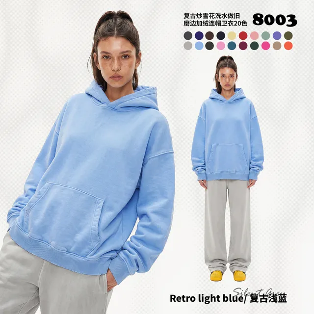 Oversized Hooded Sweatshirt Retro Light Blue