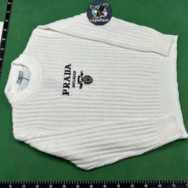 Prada Ribbed Knit Sweater Logo Embroidered