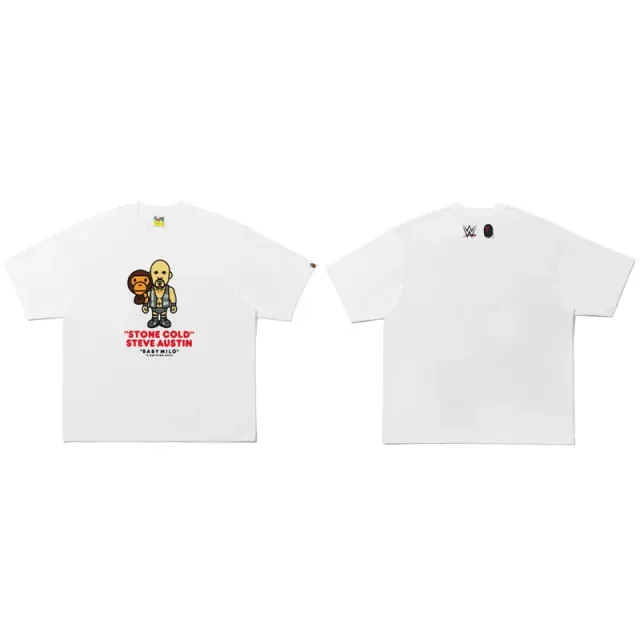 BAPE × WWE Graphic Tee "Stone Cold" Steve Austin x Baby Milo