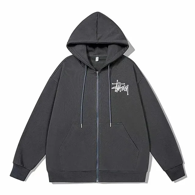 Stüssy Zip-Up Hoodie Logo Print