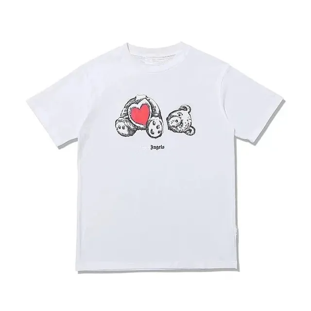 Off-White Graphic Tee Bear with Heart Print