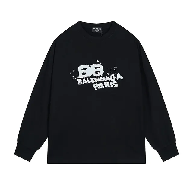 Balenciaga Long-Sleeve Tee BB Logo Print