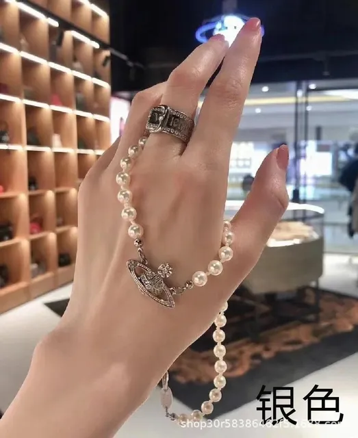 土星珍珠项链(银色)无链尾