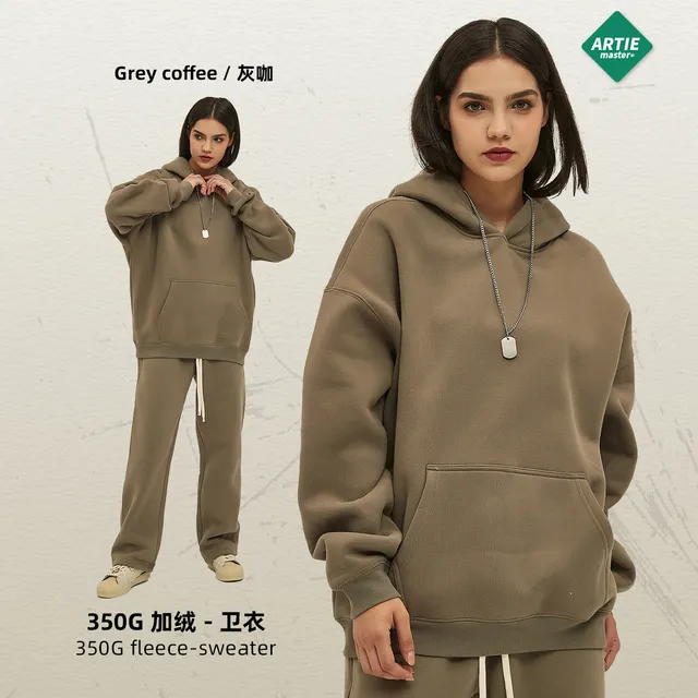 Artie Master Fleece Hoodie Grey Coffee