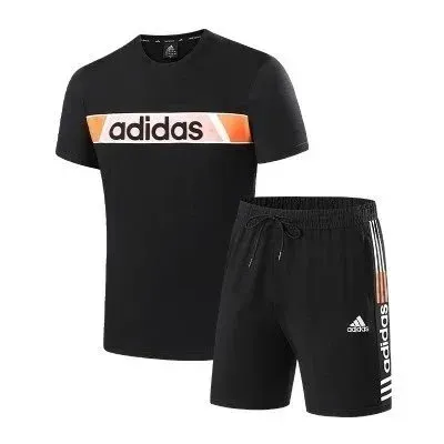 Adidas T-Shirt and Shorts Set Orange Stripe