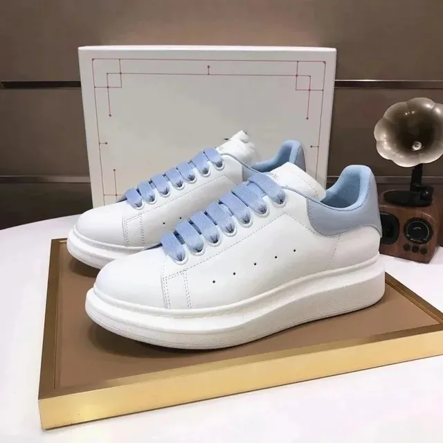 Alexander McQueen Oversized Sneaker White with Light Blue Accents