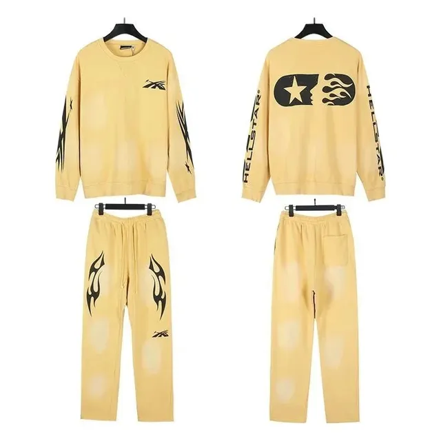 Hellstar Crewneck Sweatshirt and Joggers Set Flame Print
