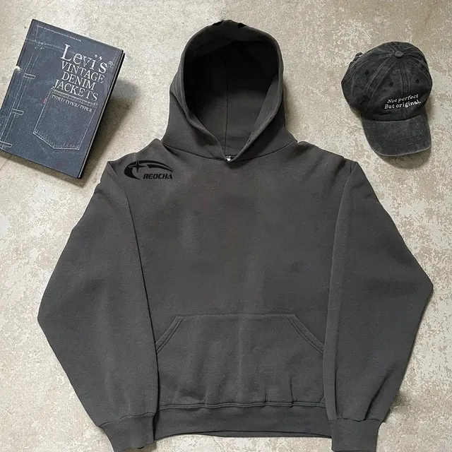Reocha Hoodie Shoulder Logo Charcoal Grey