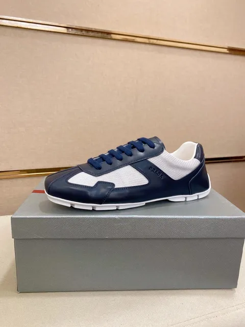Prada Sneaker Navy and White Mesh-Leather