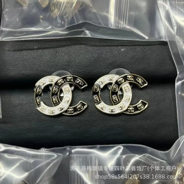 Chanel CC Logo Earrings Double C Interlocking