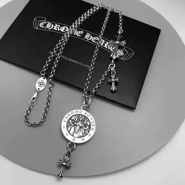 Chrome Hearts Cross Pendant Necklace Double Cross Charm