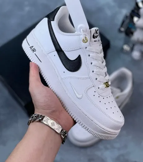 Nike Air Force 1 Low Triple White with Black Swoosh