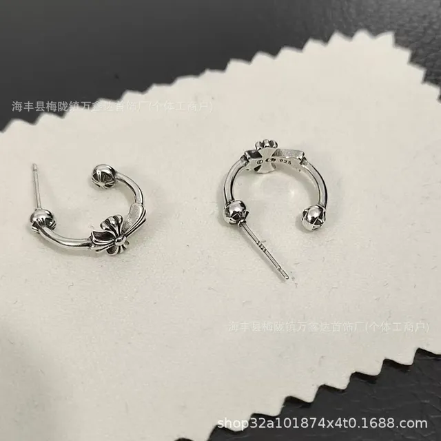 Chrome Hearts Cuff Earrings Cross and Floral Motif
